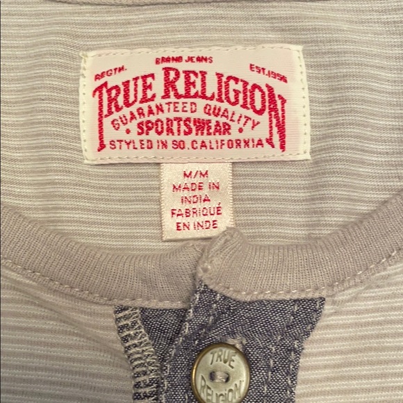 True Religion Cotton Henley. Size Medium. EUC - Picture 5 of 11